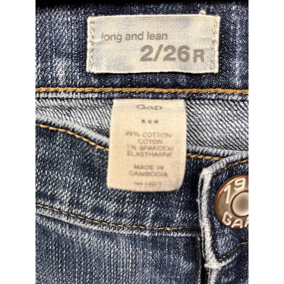 Gap Jeans Womens 2/26 Blue‎ Low Rise Long And Lean Boot Cut Dark Wash Denim - Picture 5 of 7